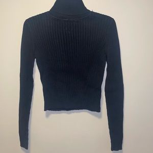 Ruff Hewn Cropped Black Ribbed Turtle Neck
